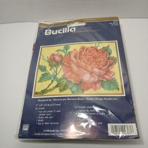 NIP Bucilla Needlepoint Kit #4767 Full Bloom -Rose 7"x5" 1998 Craft RARE